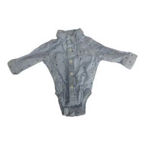 Carters Blue Nautical Print Baby Bodysuit With Collar & Buttons Size 3M